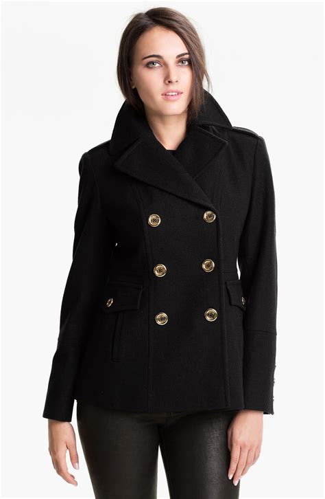 michael michael kors wool melton peacoat|Michael Kors double breasted peacoat.